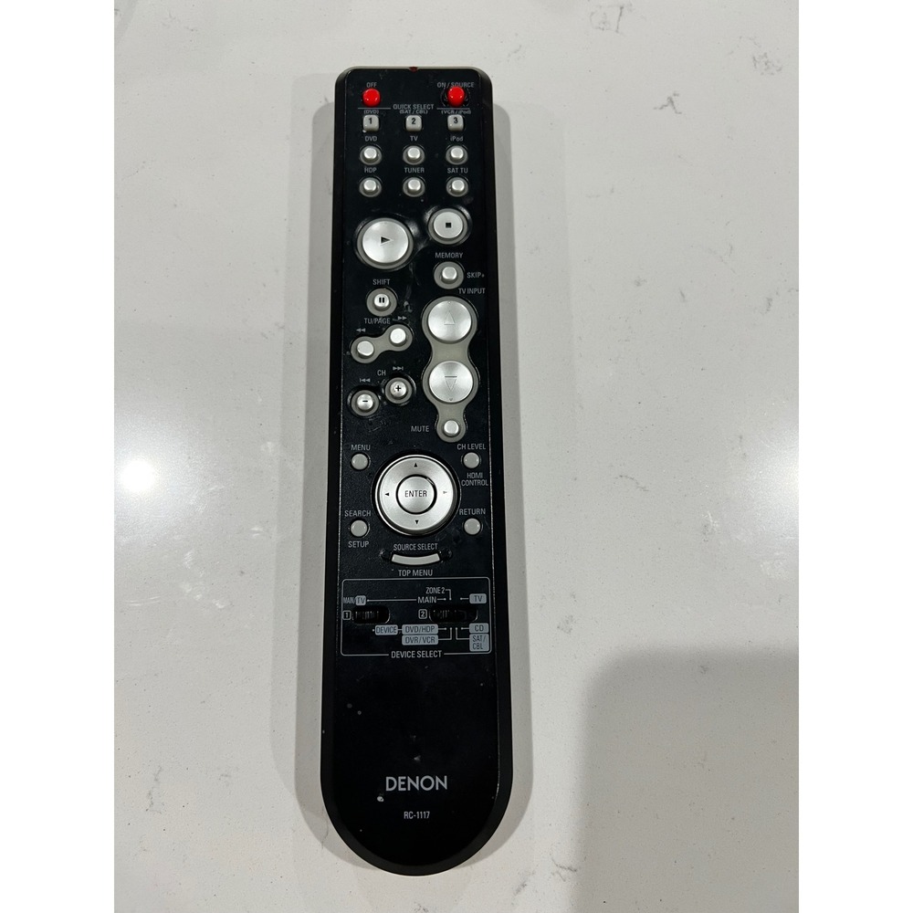 Denon RC-1117 Genuine OEM AV Receiver Remote Control Dual Sided Black - Tested